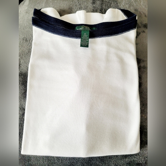Lauren Ralph Lauren Womens Organic 100%Cotton 3/4 Sleeves Top White/Navy XL - Picture 8 of 16